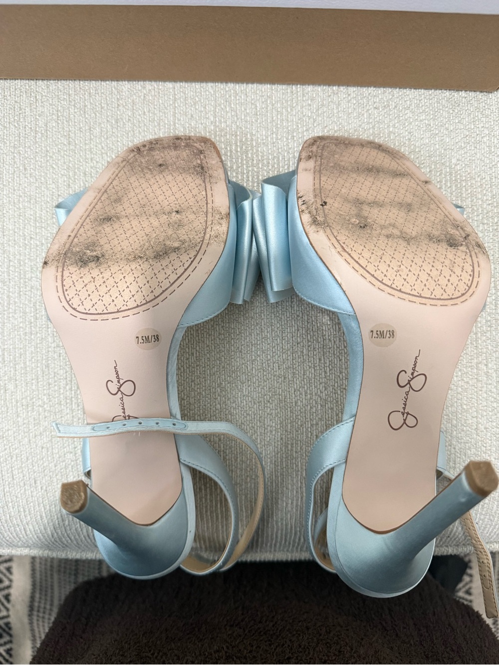 Jessica Simpson Light Blue Satin Bow Heels - Picture 6 of 6